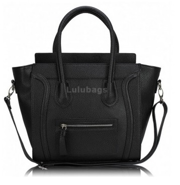 Black Designer inspired Leather Style shoulder bag